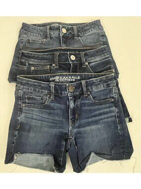 AEO American Eagle 360 Super Next Level Stretch Denim Shorts Size 2 Lot of 3